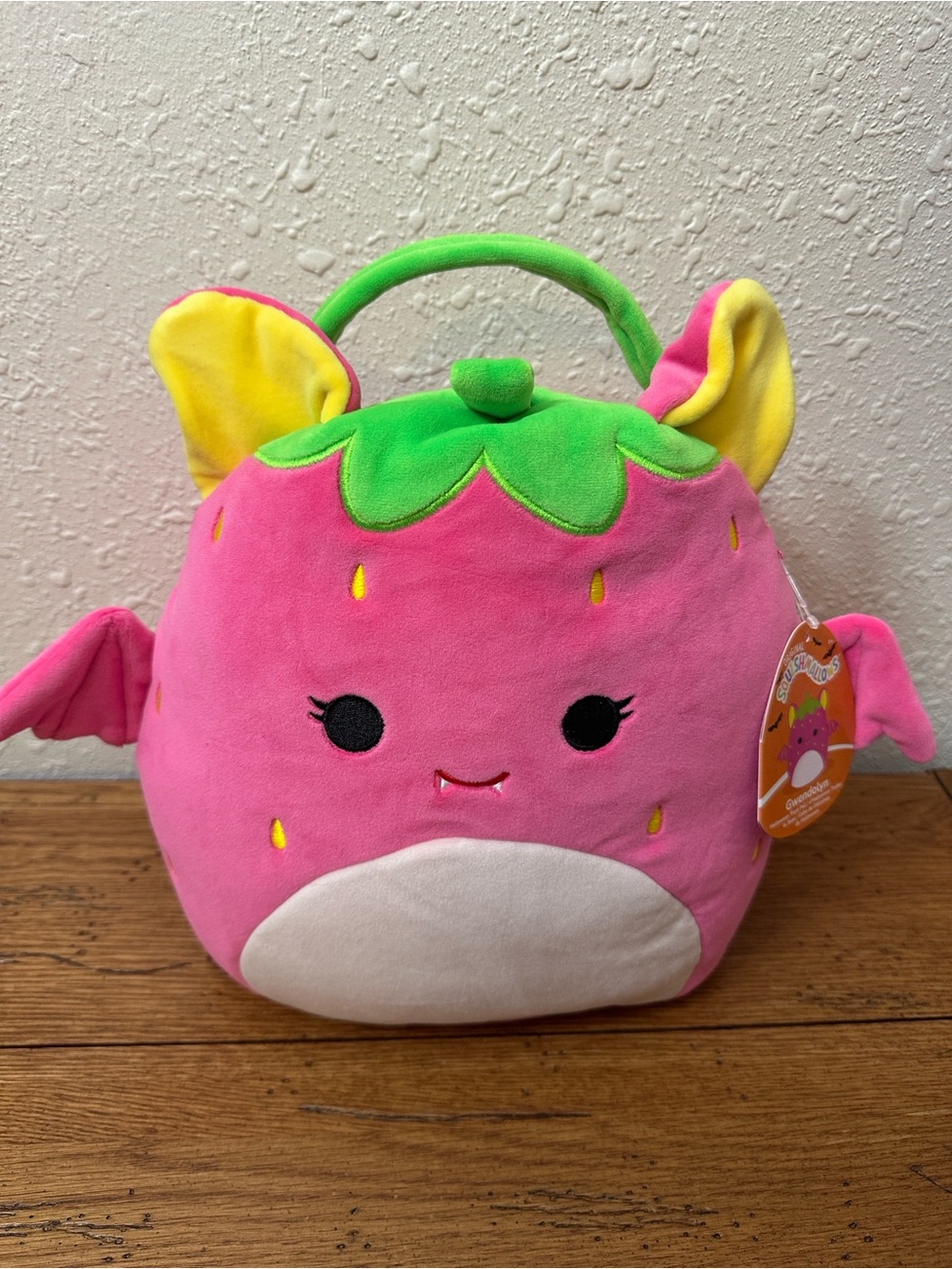 Squishmallows Pink Strawberry Bat Plush Halloween Treat Pail - Gwendolyn